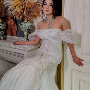 ivory structured gown